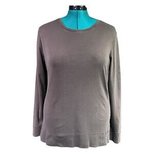 Fashion Bug Long Sleeve Base Layer Crew Neck Shirt Solid Brown XL 100% Cotton